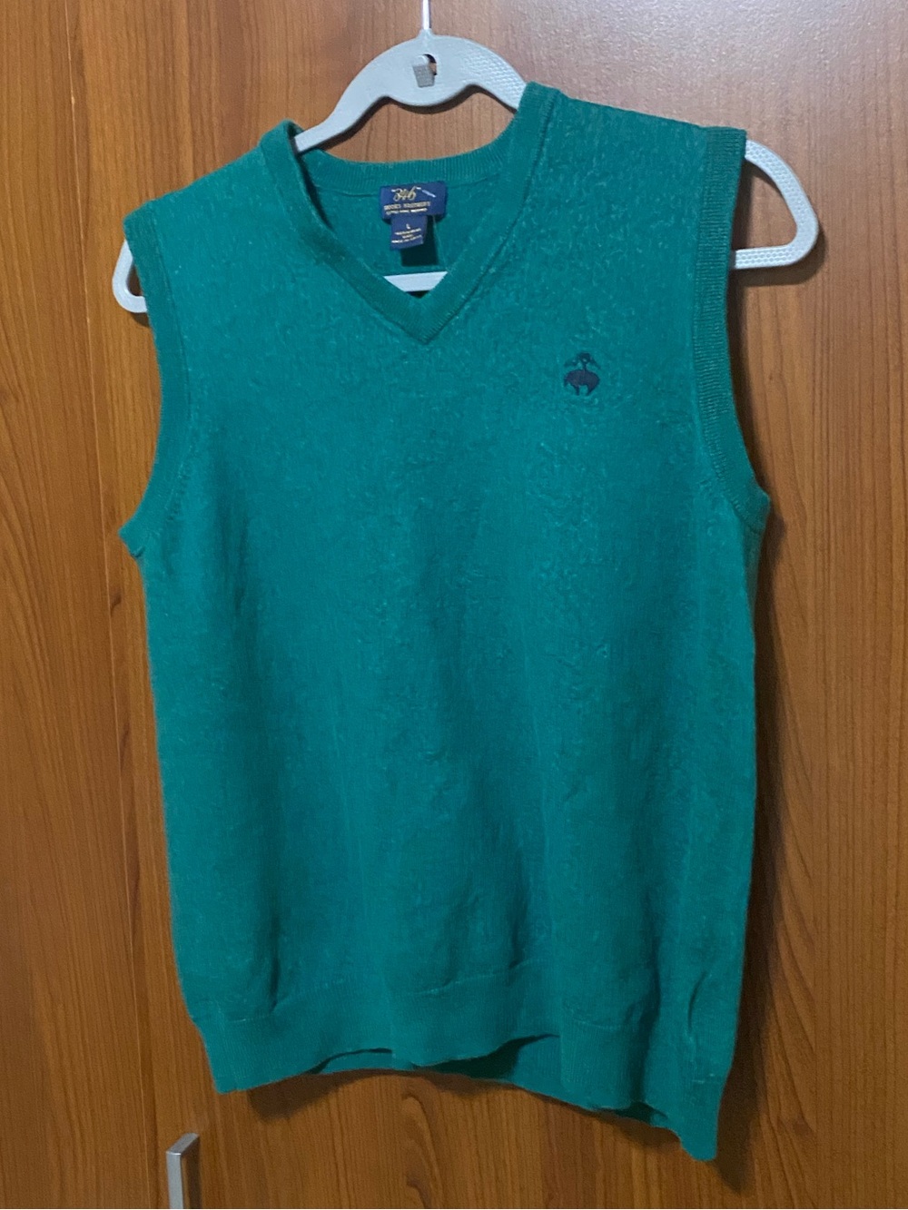 Brooks Brothers Teal Green V-Neck Extra Fine Merino Wool Sweater Vest